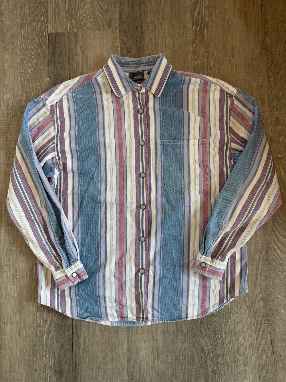 Pearl Snap Striped Long-Sleeve Button-Down Shirt